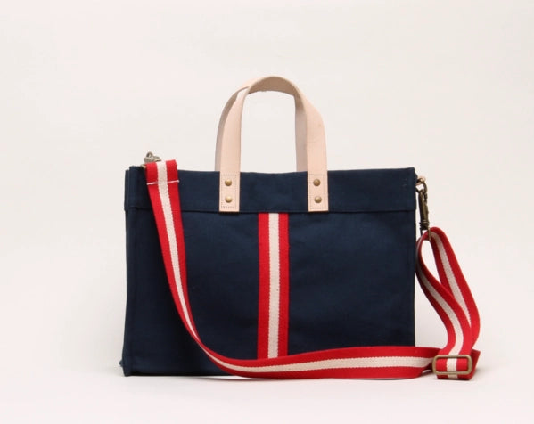 Mini Canvas Striped Box Tote Bag