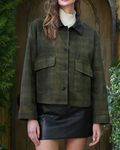 Contrast Collar Plaid Jacket