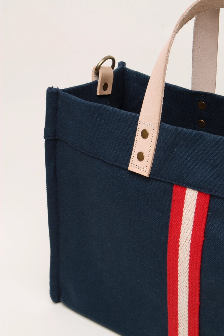 Mini Canvas Striped Box Tote Bag