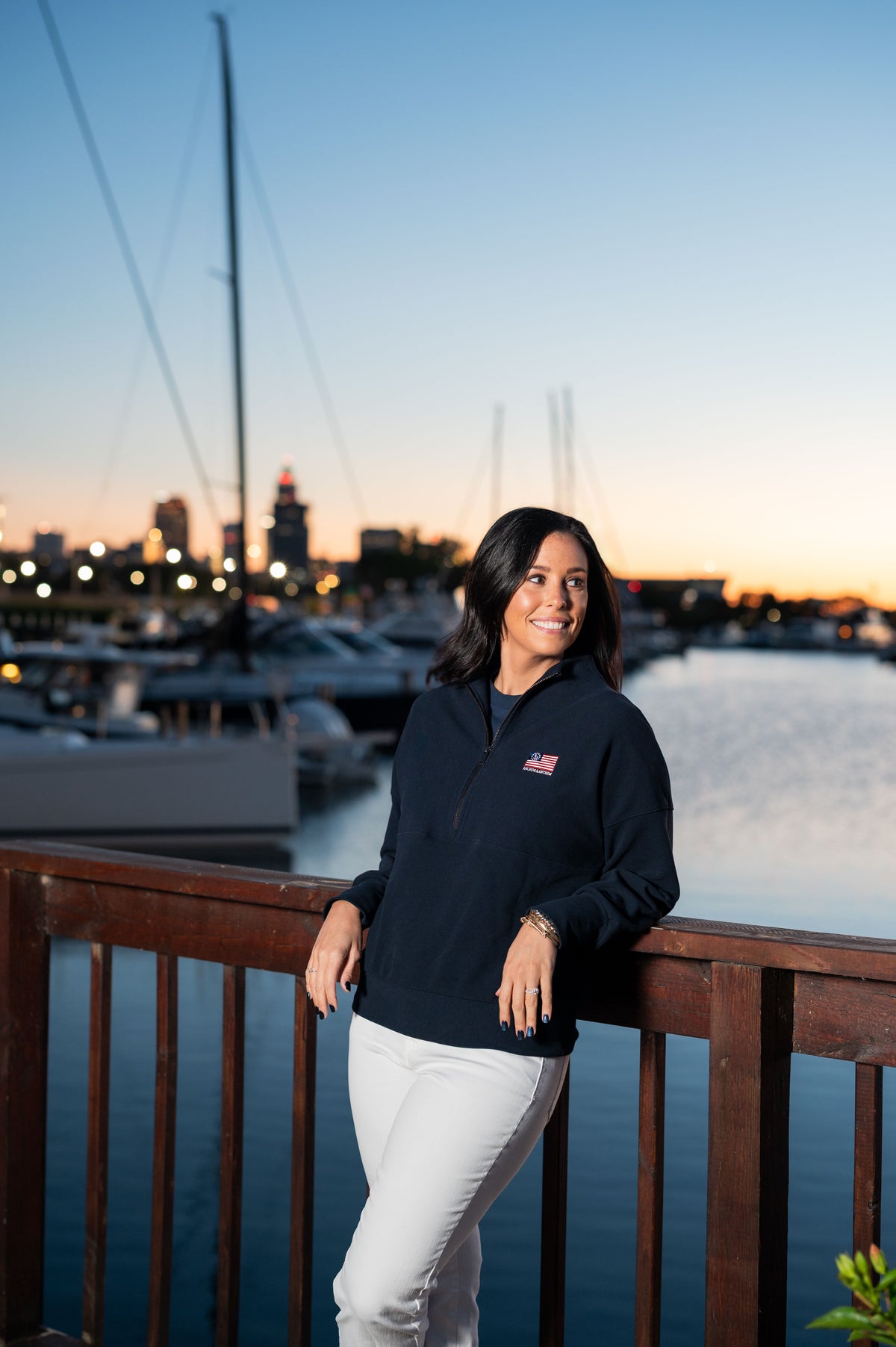 Women's Anchor & Anthem Embroidered Flag Quarter Zip